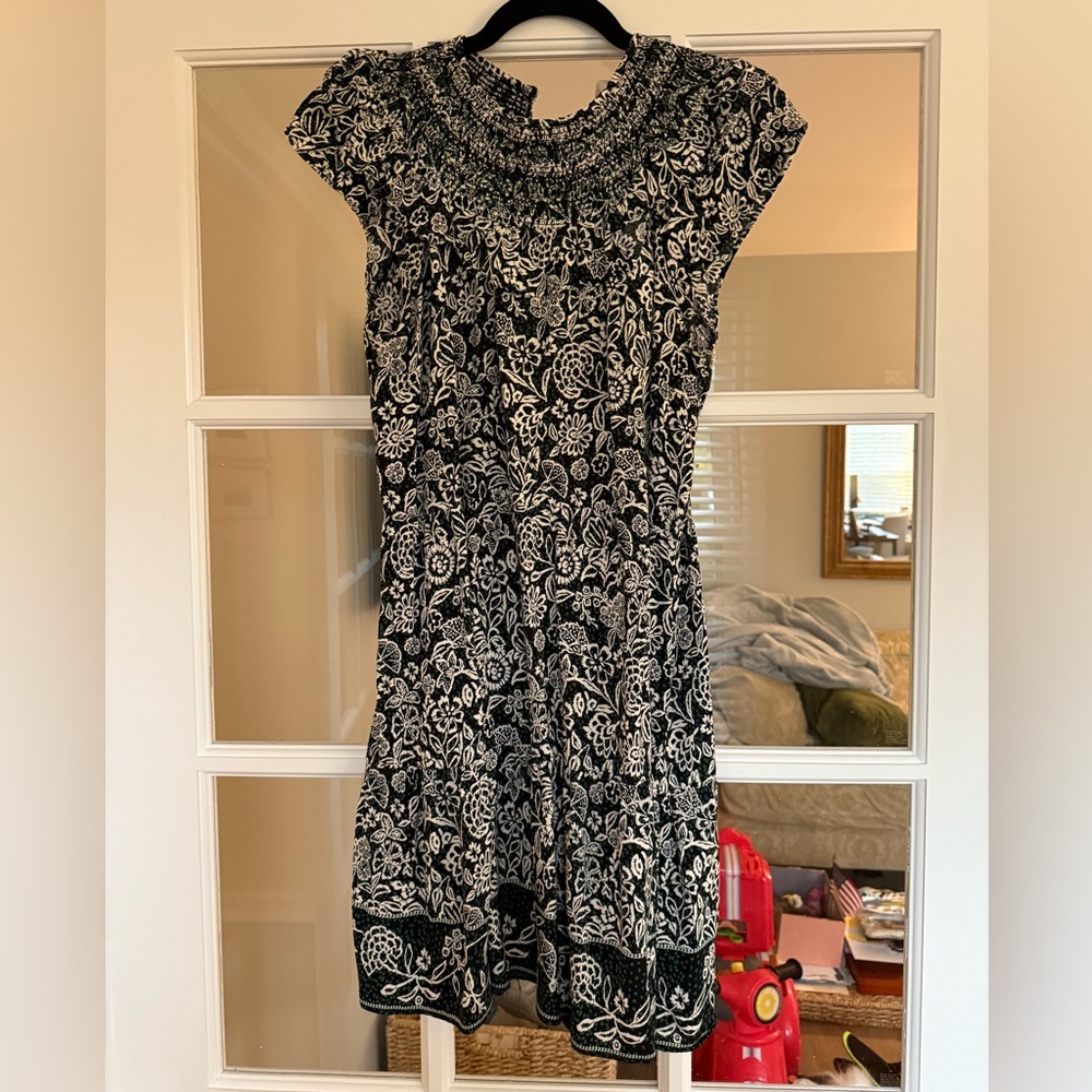 LOFT Black and White Floral Mini Dress